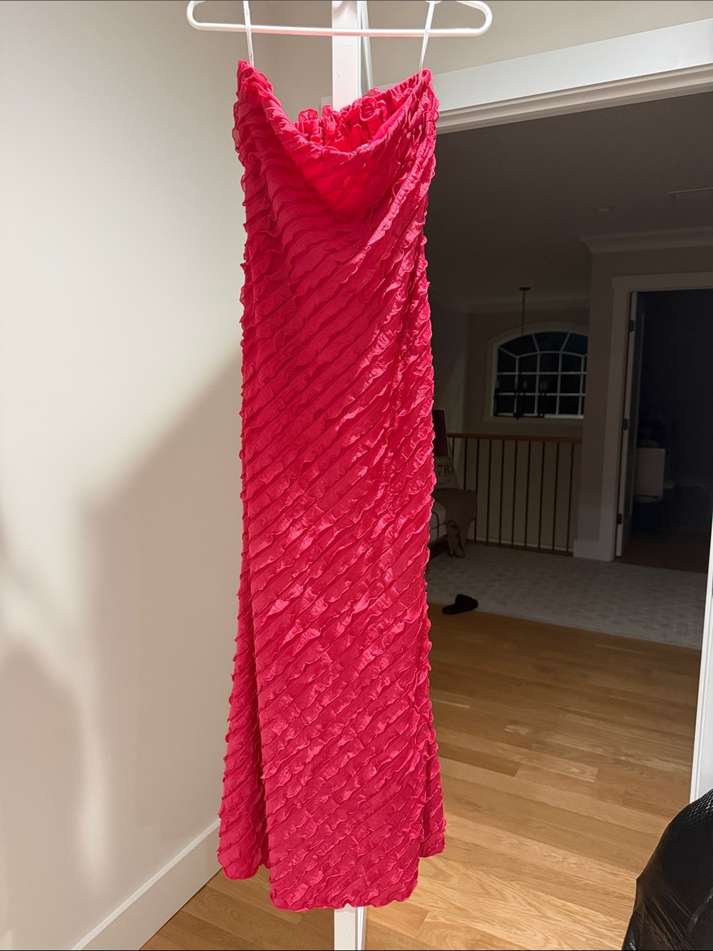 Lulu's Hot Pink Textured Slip Maxi Dress